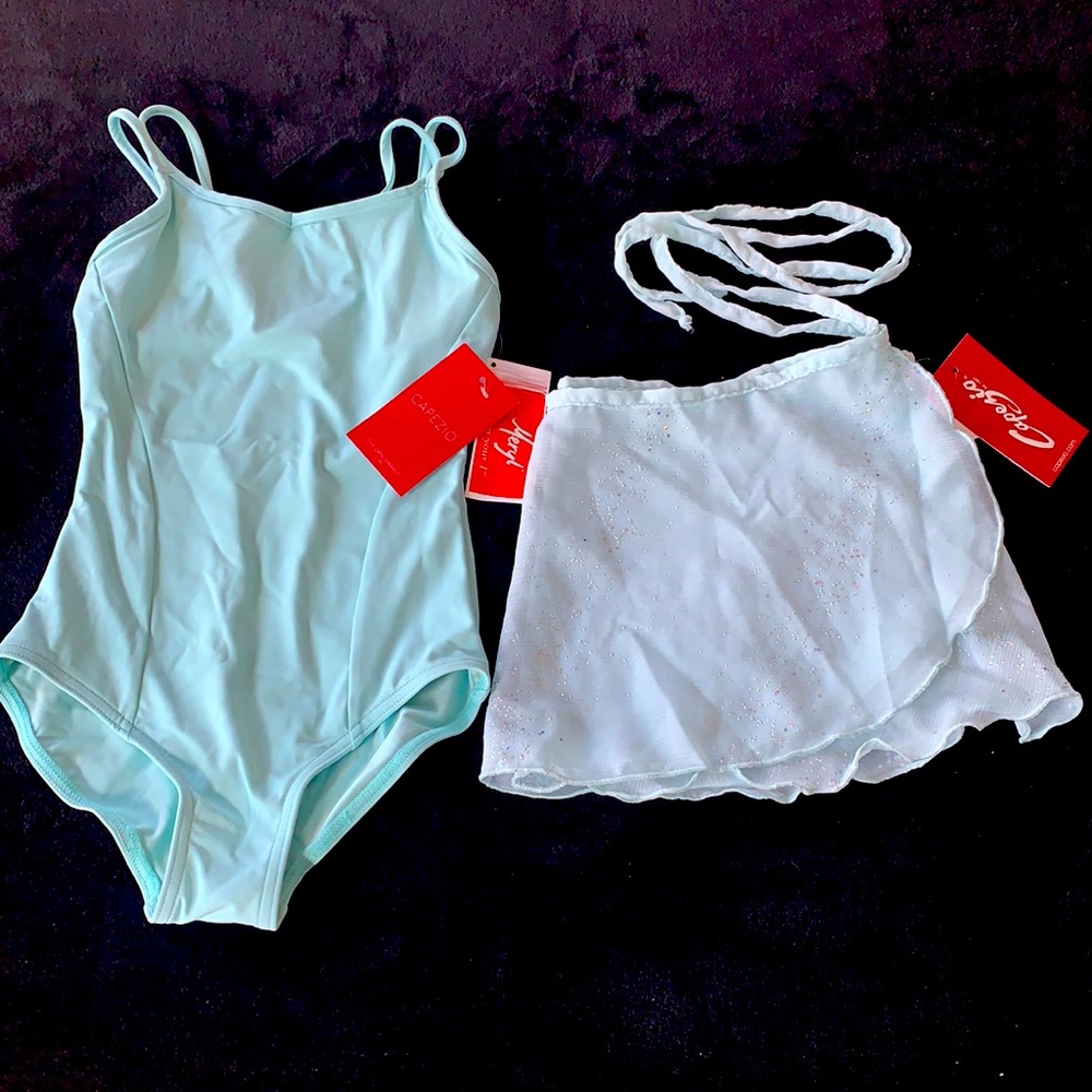 Racer back leotard and wrap skirt.